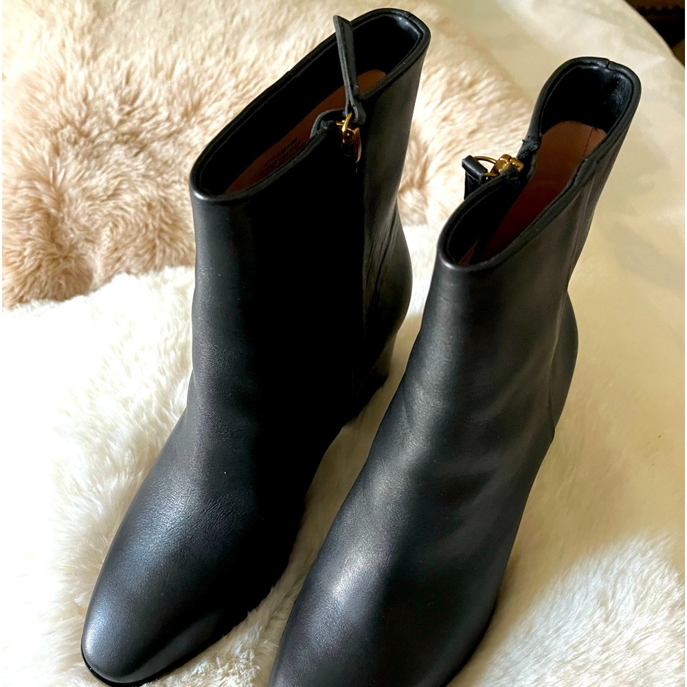 JCrew Black Leather Short Shaft Boot